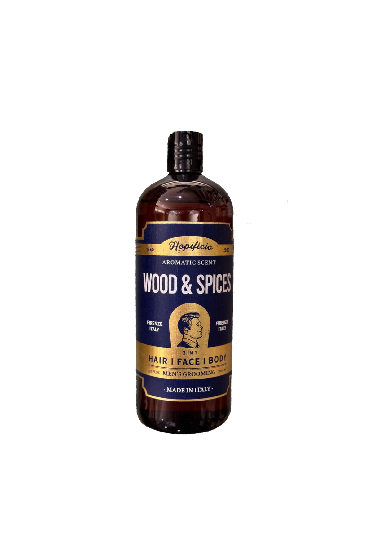 Hopificio Three in One Wood & Spices Liquid Soap 1000 ml – Luxurious Cleansing for Hands, Body & Hair - Aegean Vibe