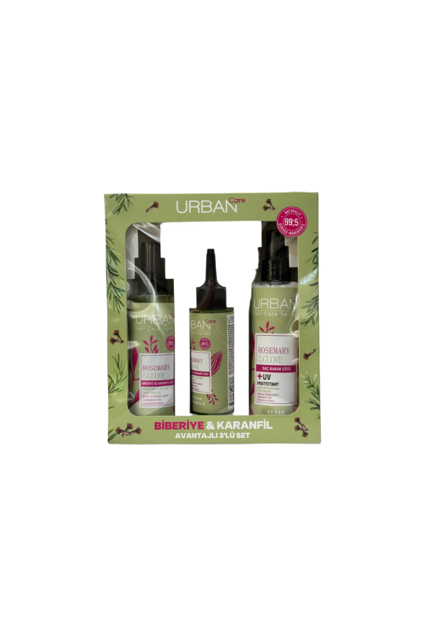 Urban Care Rosemary & Clove Hair Care & Treatment Set – Vegan & Paraben-Free Hair Strengthening Trio (Hair Care Oil 100 ml, Hair Care Water 150 ml, Milk 200 ml)