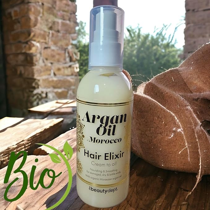 The BeautyDept. Hair Elixir with Organic Moroccan Argan Oil Nourishes Softens and Repairs Damaged Hair 100 ml