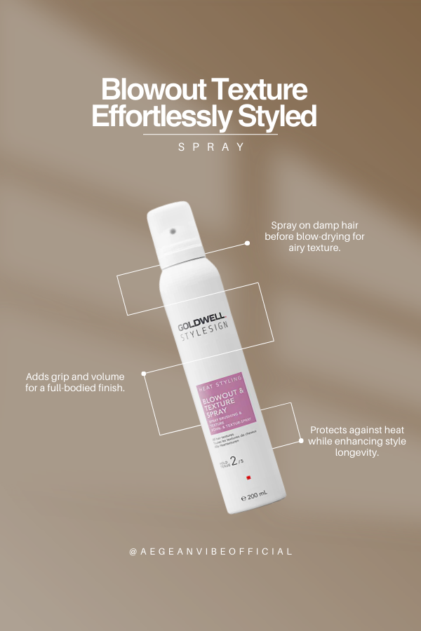 Goldwell StyleSign Heat Styling Blowout & Texture Spray 2/5 – Heat Protection & Styling Volume Spray