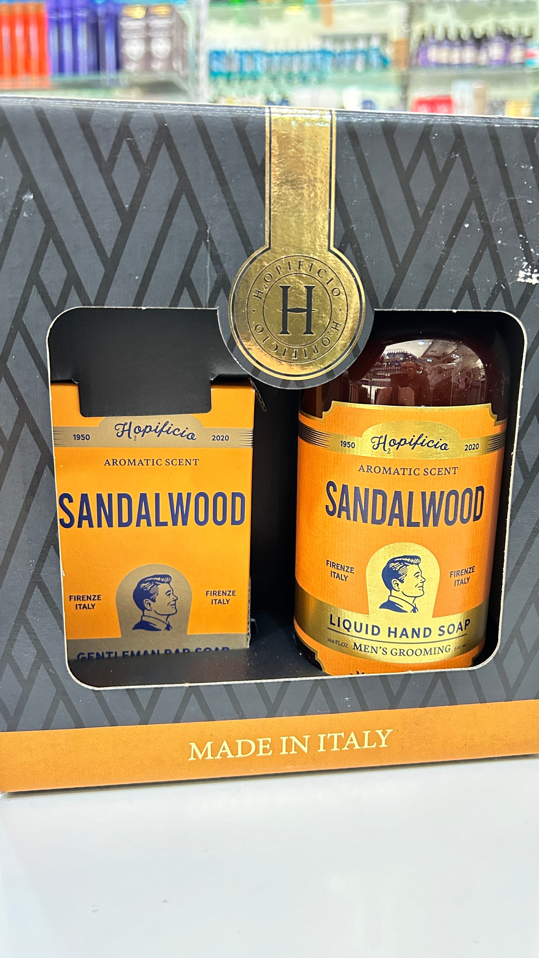 HOPIFICIO Gift Set Sandalwood Scented Liquid Soap 500 ml & Bar Soap 260 g - Aegean Vibe