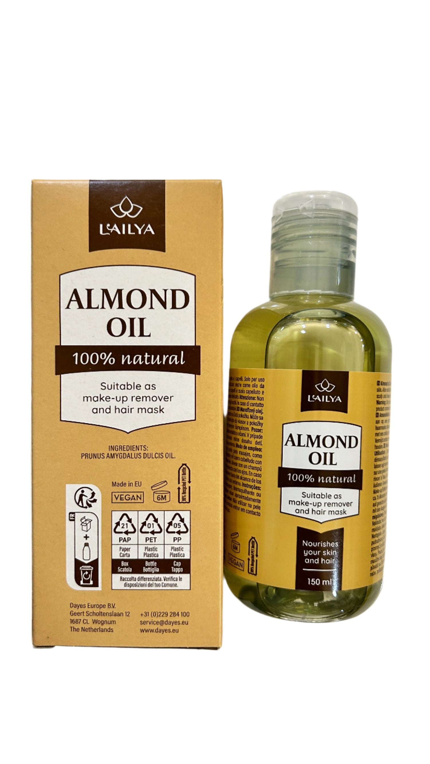 L'ailya Almond Hair & Skin Care Oil 100% Natural 150 ml