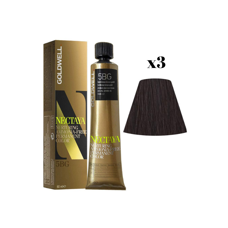 Goldwell Nectaya Hair Color Without Amonia 5BG  Light brn.brn.gold   60ml x3 : 180ml