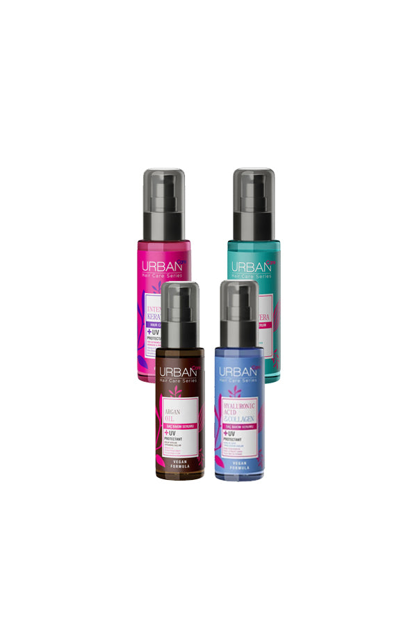 URBAN CARE Argan Oil Hair Care Serum+Hyaluronic&Collagen Hair Care Serum+Intense&Keratin Hair Care Serum+Pure Coconut Aloe Vera Hair Care Serum - Aegean Vibe