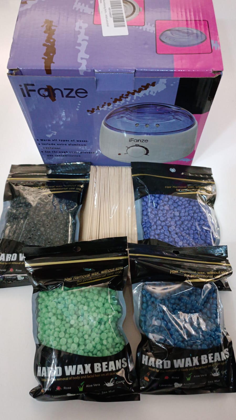 Wax Kit (1 waxing machine+4 packages  hard wax beans+spatula set) - Aegean Vibe